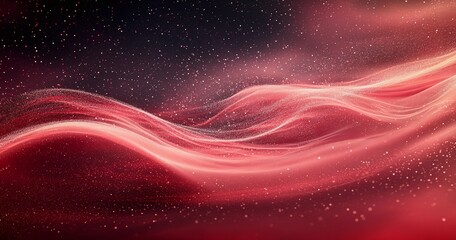 Obraz premium Vibrant Red Particle Dust Background with Soft Glowing Particles and Flowing Light Effects, Atmospheric Abstract Design Ideal for Textures and Layered Backgrounds, Generative AI