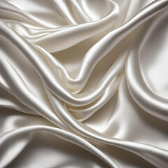 Obraz premium Luxurious white satin fabric with a smooth, glossy finish, elegantly draped in soft folds. Ideal for fashion, bridal, and interior design projects.