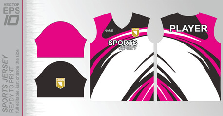 Modern ready-to-print jersey design with dynamic lines and vibrant colors. Perfect for football, basketball, cycling, or sportswear. High-quality, customizable vector file for instant printing.
