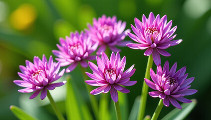 Obraz premium beautiful purple chives flowers bloom allium schoenoprasum top view garden every spring