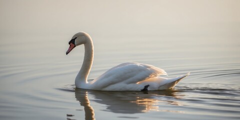Fototapeta premium Elegant swan swimming gracefully on water