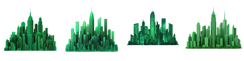 Fototapeta premium Futuristic green cityscape with vibrant abstract skyscrapers and modern eco friendly architecture Digital of a sustainable cutting edge urban landscape with a progressive minimalist design