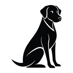 Silhouette of  a Labrador Retriever in a striking pose, such as Sitting attentively
