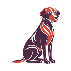 Silhouette of  a Labrador Retriever in a striking pose, such as Sitting attentively