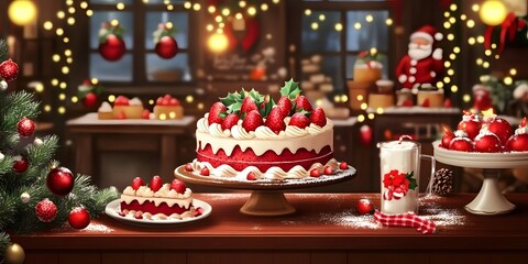christmas cake with candles