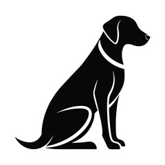 Silhouette of  a Labrador Retriever in a striking pose, such as Sitting attentively