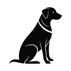 Silhouette of  a Labrador Retriever in a striking pose, such as Sitting attentively