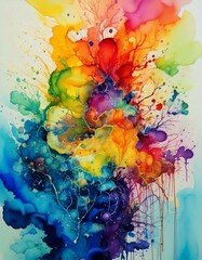 Watercolor inkblot patterns that evoke creativity and psychological depth