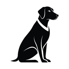 Silhouette of  a Labrador Retriever in a striking pose, such as Sitting attentively