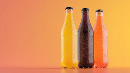 Glossy soda bottle mock-up with a textured cap, bold branding