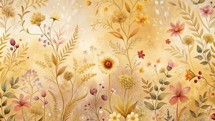 Golden Hour Meadow A Botanical Tapestry of Delicate Blooms and Autumnal Hues
