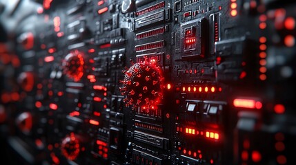 Virus Attacking Computer System with Red Error Screens and Broken Code