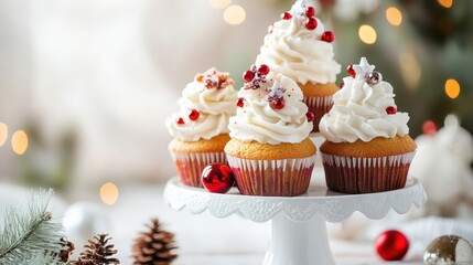 Festive and Delicious Christmas Cupcakes with Creamy Frosting and Colorful Toppings Perfect for Holiday Celebrations and Gatherings