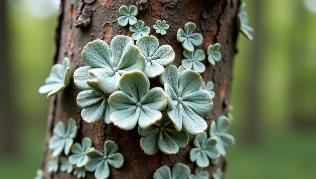 lichens trees come various forms including grey foliose ones like parmelia sulcata unique textures growth