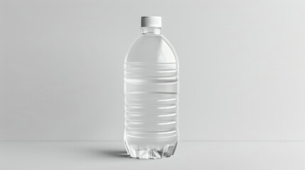 High-quality plastic bottle mock-up with semi-transparent material, customizable label area, clean white backdrop