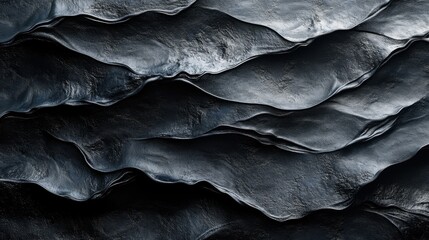 Obraz premium Textured layers of dark material create an intriguing visual dynamic in an abstract composition of light and shadow