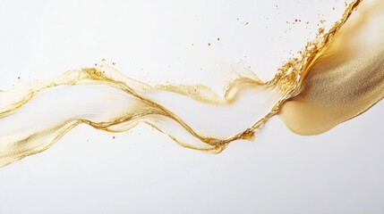 Flowing golden liquid waves abstract art minimalist style studio setting close-up view modern aesthetic design