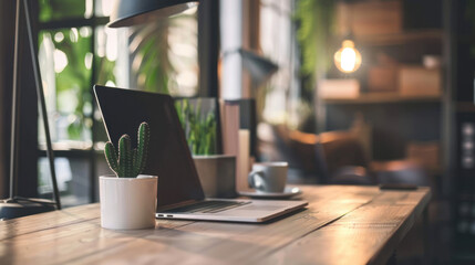 Logo scene in an office setup, soft lighting, professional look