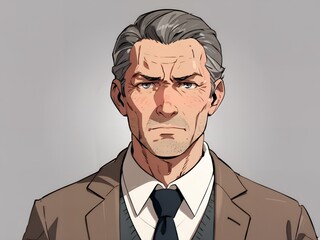 cartoon model of businessman with headache