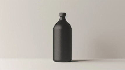 Minimalistic matte bottle with custom label, set on a smooth neutral background, showcasing soft matte texture, ideal for a premium brand feel