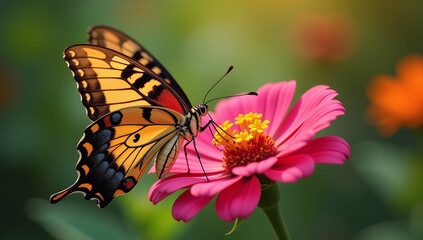 Obraz premium queen issoria lathonia sips nectar zinnia flower spanish flair stunning butterfly