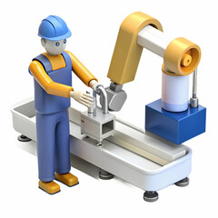 Technician Repairing Automated Conveyor System in Modern Warehouse Industrial Automation Maintenance