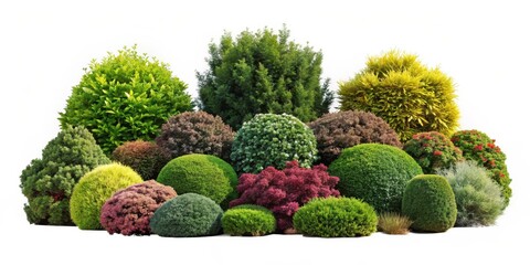 Shrubs and plants isolated on background, foliage, botanical, greenery, leafy, garden, nature,background, isolated