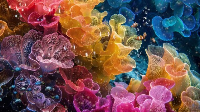 beautiful colorful corals in sea water