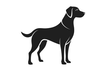 Minimalistic Labrador Retriever Silhouette Standing Alert with Wagging Tail