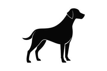 Minimalistic Labrador Retriever Silhouette Standing Alert with Wagging Tail