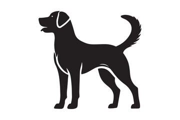 Minimalistic Labrador Retriever Silhouette Standing Alert with Wagging Tail