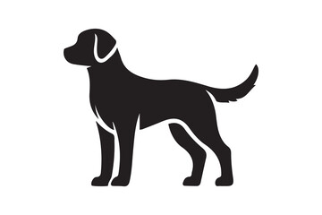Minimalistic Labrador Retriever Silhouette Standing Alert with Wagging Tail