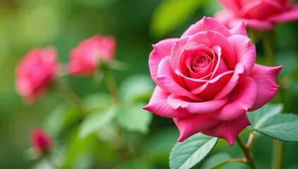 vibrant pink roses fill warm summer air sweet fragrance lush