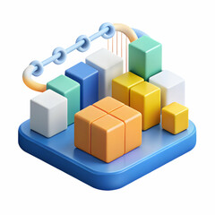 Floating Supply Chain Diagram and Bar Chart Vector for Logistics Efficiency with Bokeh Background and Copy Space