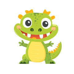 Fototapeta premium Adorable Green Dragon Cartoon Illustration