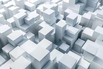 Obraz premium Abstract Arrangement of White Cubes in a Modern 3D Digital Environment