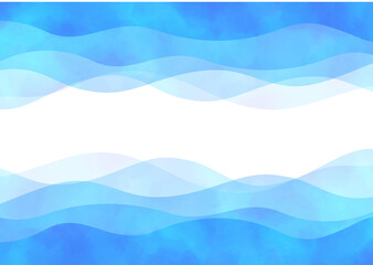 流れる波、水　水彩　イメージ　ブルー