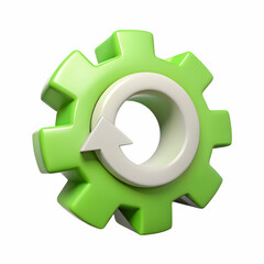 Recycling Symbol Gear Icon Concept Integrating Recycling Manufacturing Processes Isolated White Background Infographic