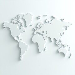 Die-cut world map on a white isolated background.