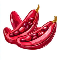 Red kidney beans isolated on white background.