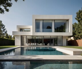 Fototapeta premium 3D rendering of a large modern contemporary house architecture design