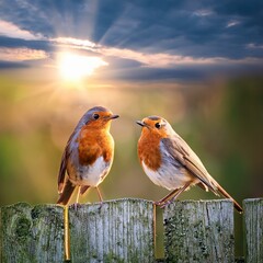 two robins, AI generated
