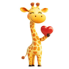 Adorable 3D Giraffe Holding a Heart: A Symbol of Love and Affection