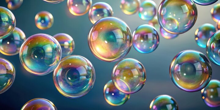 render of soap bubbles isolated with background, soap, bubbles,render, isolated,background, shiny, colorful, iridescent, floating