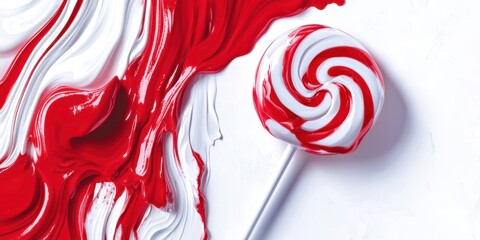 Red and white swirl with a white and red lollipop on top