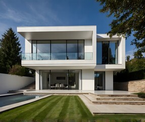 Fototapeta premium 3D rendering of a large modern contemporary house architecture design