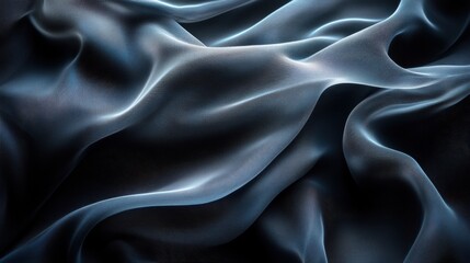 Obraz premium Soft waves of fabric undulate gracefully, creating an ethereal dance of light and shadow in a darkened space