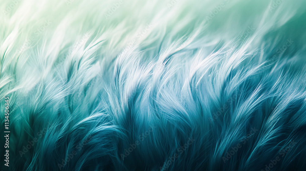 Poster Abstract representation of flowing blue-green grass with soft textures illuminated by ambient light