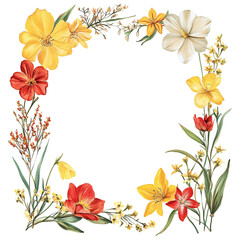 Obraz premium Vibrant Floral Wreath: A Colorful Frame of Blossoms