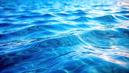 Obraz premium Close-up detail of vibrant blue water surface , blue, water, surface, close-up, detail, vibrant, texture, waves, ripples, fluid, liquid